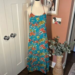 Show Me Your MuMu T-Rex Maxi floral sheer maxi polyester S low back teal dress
